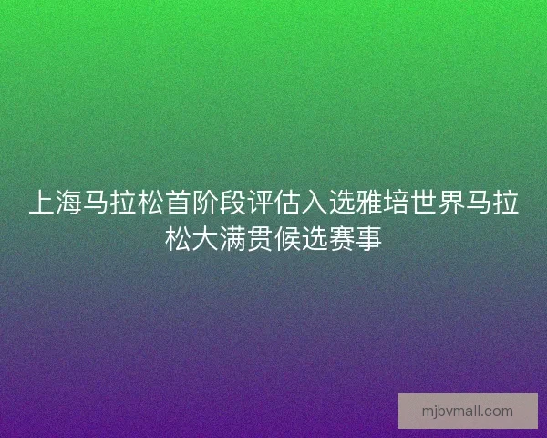 上海马拉松首阶段评估入选雅培世界马拉松大满贯候选赛事