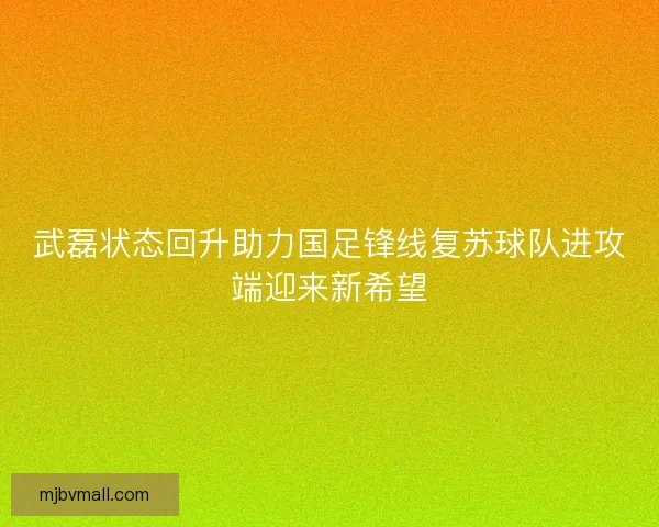 武磊状态回升助力国足锋线复苏球队进攻端迎来新希望